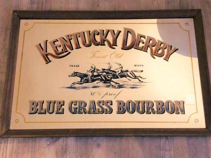 Bar Spiegel - Kentucky Derby Blue Grass Bourbon - Glas, Holz