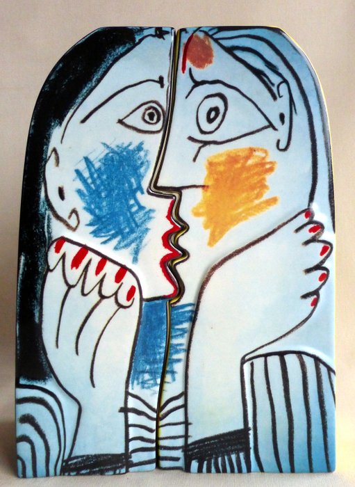 Pablo Picasso - Goebel - Artis Orbis - 2个花瓶-头放在手上 - 石器