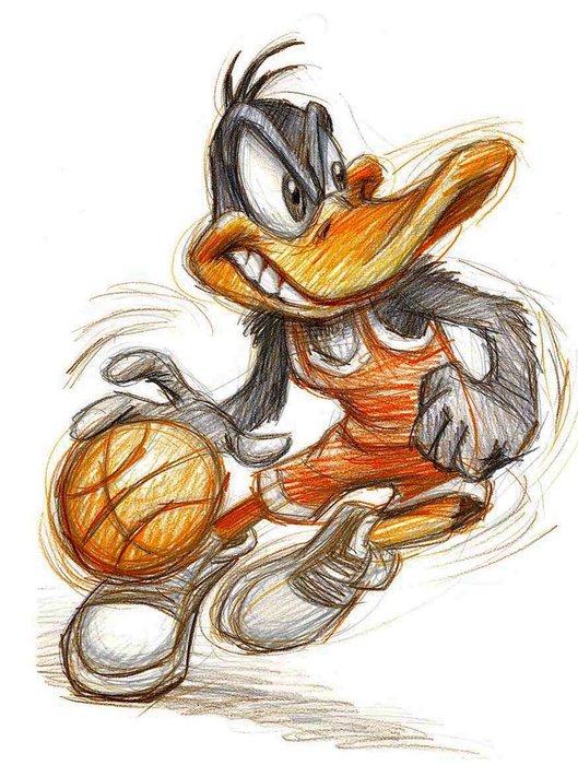 Daffy Duck Playing Basketball - Large Signed Giclée - Joan Vizcarra - Loose...