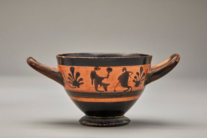 古希臘，邁錫尼 陶瓷 Attic Skyphos - 具有 TL 測試和西班牙出口許可證