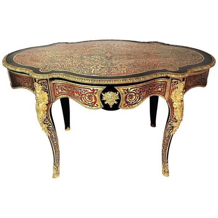 Table, Style Boulle - Napoléon III - Laiton - Milieu du XIXe siècle