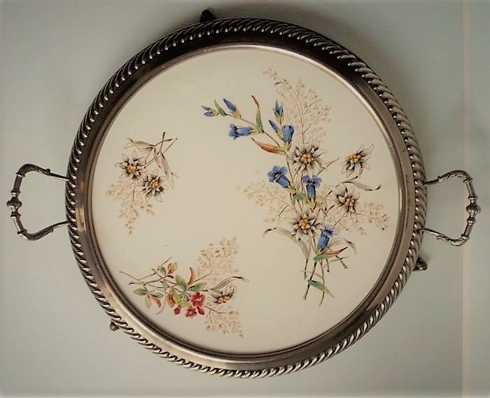 Wächtersbach - Jugendstil - Jugendstil großes Tablett mit Blumendekor - Art Nouveau - Keramik
