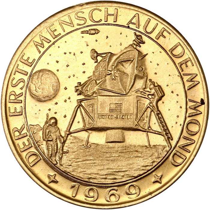 Duitsland. Medal "Der Erste Mensch auf dem Mond - Apollo 11" 1969