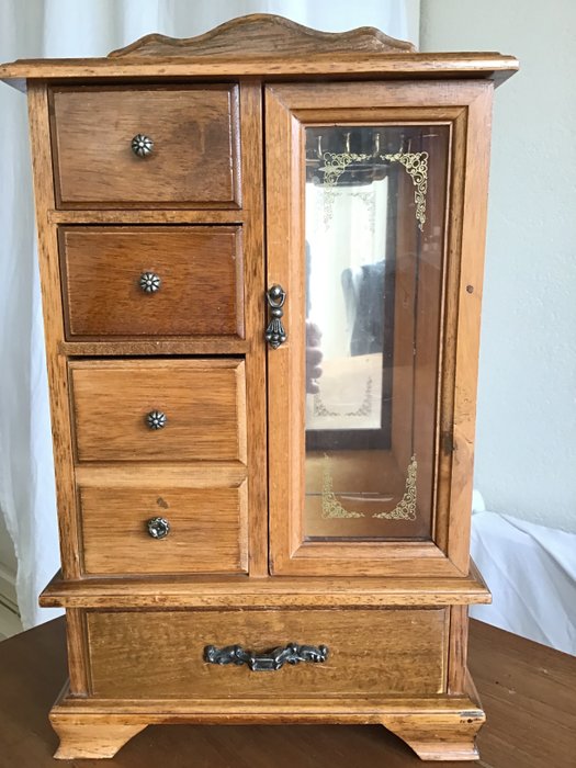 mini gabinete de joyero de madera (1) - Vidrio de madera