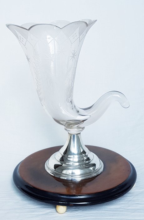 Silver Crystal Cornucopia Horn voor sigaren – .833 zilver – Nederland – Eind 19e eeuw