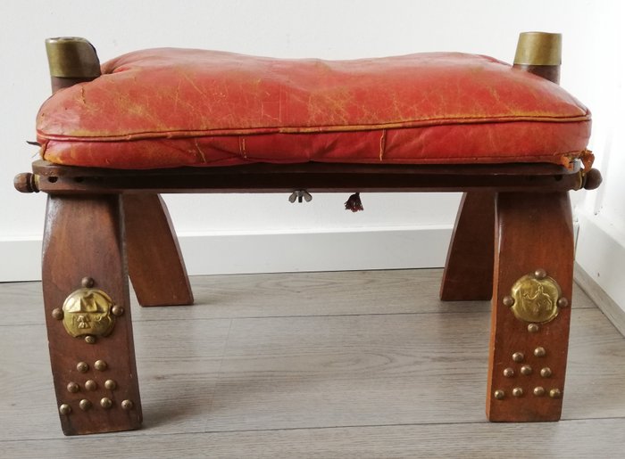 駱駝凳 (1) - Vintage - 皮革+木材