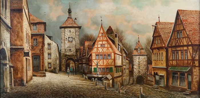 Peter Samberger (20th century) - A view of the old town of Rothenburg