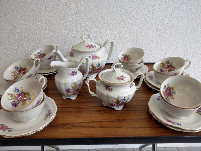 Tielsch Walbrzych - Servizio da tè per 12 persone - Romantico - Porcellana
