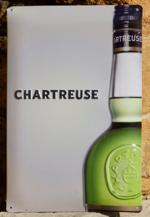 vassoio pubblicitario in metallo smaltato per il marchio di liquori "Chartreuse" (1) - Ferro (ghisa/battuto), Smalto