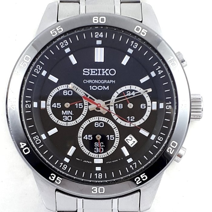 Seiko - Chronograph Date Water Resist 100M - 4T53-00A0 - Heren - 2011-heden