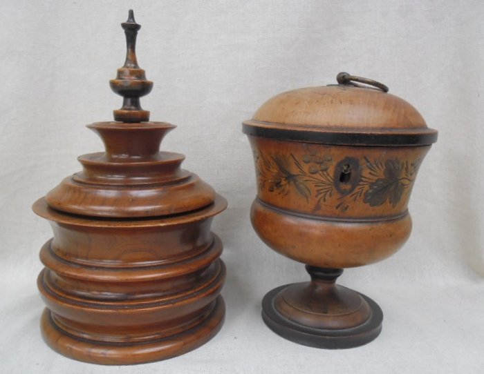 Antiek houten tabakspot - 2