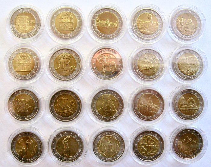 Europa. 2 Euro Specimen (Probe) 2001/2012 - 20 different coins