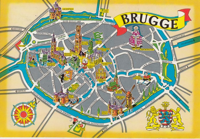 比利时 - 城市和景观 - 布鲁日市 - 明信片 (收藏 557) - 1950