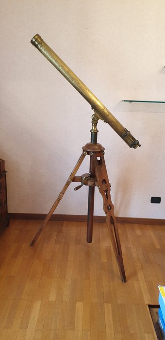 Telescopio astronómico, A. Bardou, París - Caoba, Latón - Finales del siglo XIX