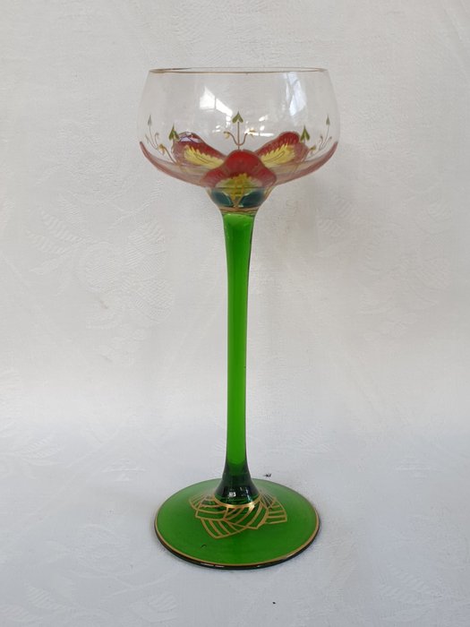 Image 2 of Meyr's Neffe (Adolf bei Winterberg) - Art Nouveau liqueur glass with enamel painting