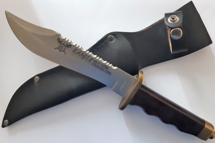 Statele Unite ale Americii - A very beautiful  interesting and very rare  steel American  knife RANGER 440-A . - Cavalry - Cuțit