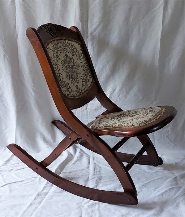 Antieke opvouwbare schommelstoel - Victoriaanste stijl - massiefhout