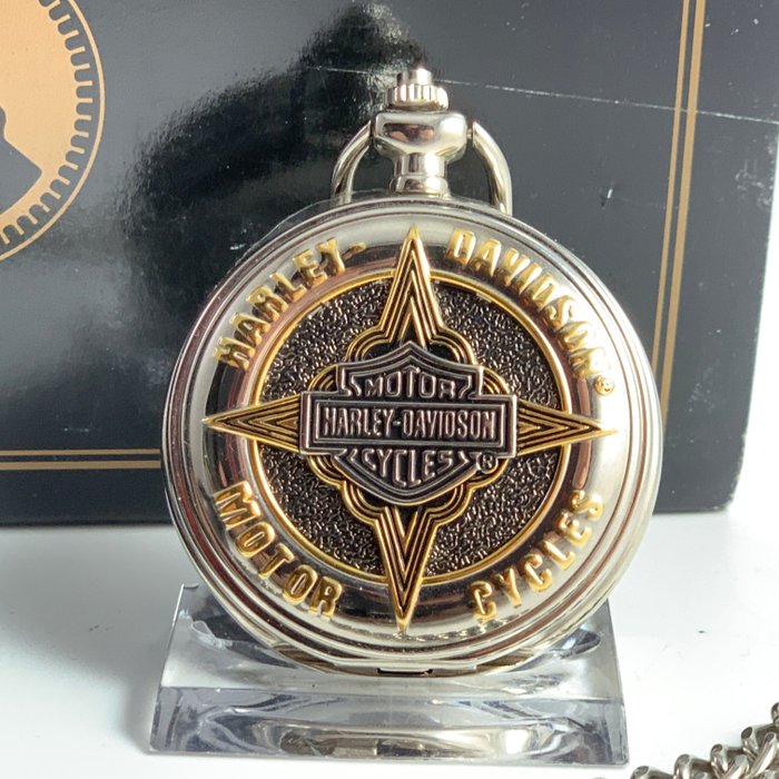 Harley Davidson Franklin Mint Collectible Pocket Watch With Case Chain ...