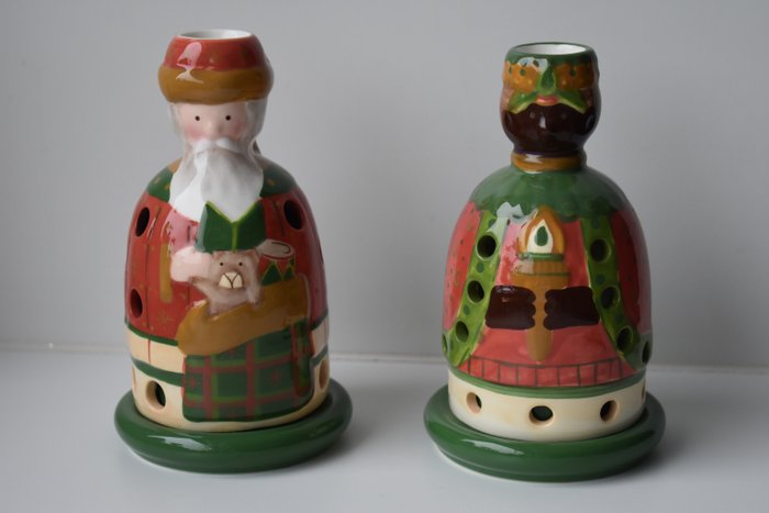 Villeroy & Boch - Tartan Christmas Story - Oryginalny świecznik na tealight / świecznik - Leuchter Nikolaus i Melchior (2) - Porcelana