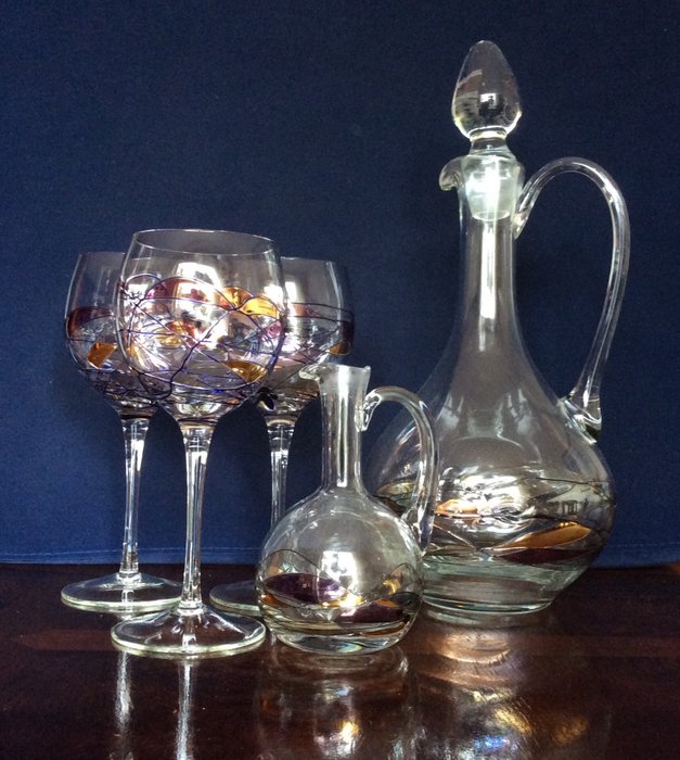 Lucka glas Solingen/K&K Styling - Karaffen en roodwijn glaze (5) - Kristal