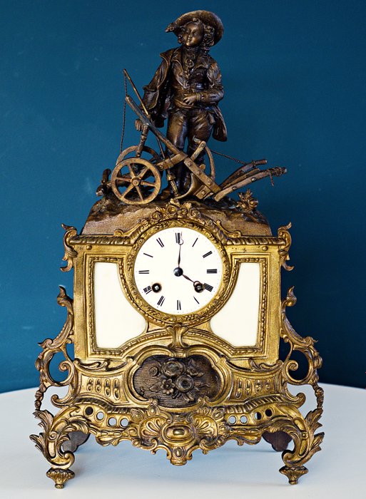 座鐘 - Japy Fréres Medaille D'or 1850 - Taveau & Duplan A Paris - 大理石, 青銅色 - 18世紀上半葉