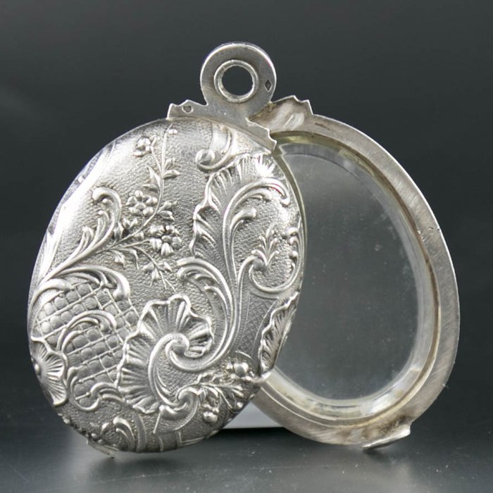 Specchio tascabile pieghevole antico - .800 argento - Lafilolie & Bertrand - Francia - 1902-1904