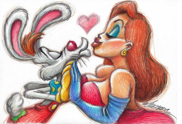 Jessica Rabbit & Roger Rabbit - Original Drawing - Joan Vizcarra - Original Art