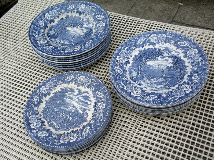 H. Aynsley & Co. Ltd - 早餐盘/晚餐盘/汤盘 (24) - 维多利亚时期风格 - 陶器
