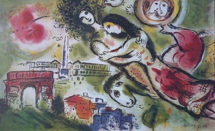 Marc Chagall (1887-1985) (after) - Les Monuments de Paris (Roméo et Juliette)