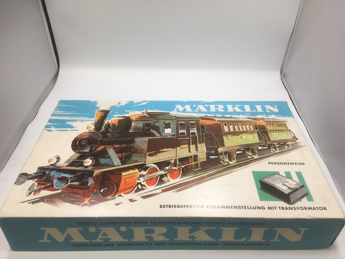 Märklin H0 - 2953 - Juego de trenes - con una pequeña locomotora de vapor, dos turismos y rieles M - DB