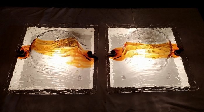Toni Zuccheri - Venini - 壁灯或天花灯贴花40 x 40穆拉诺玻璃 (2)