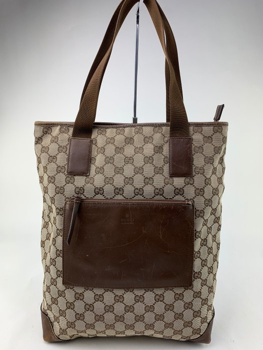 Gucci - GG Brown Canvas Zipper - Tote bag - Catawiki