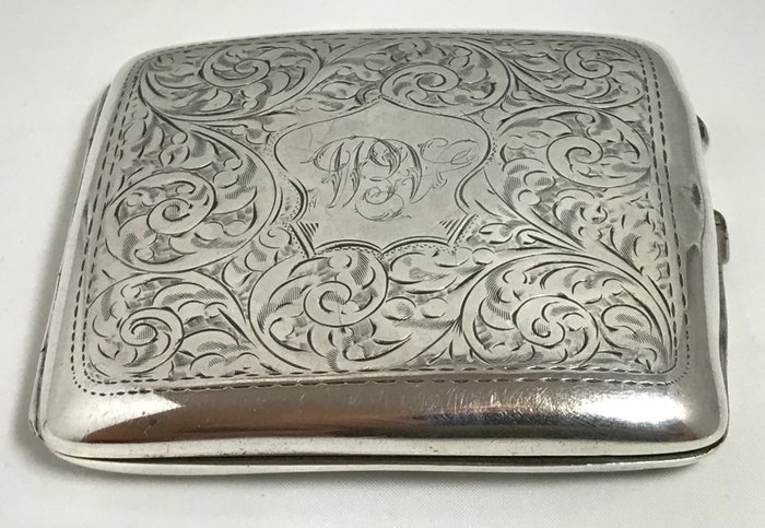 英国古董银色烟盒 - 银 - Joseph Gloster - 英国 - 1915年