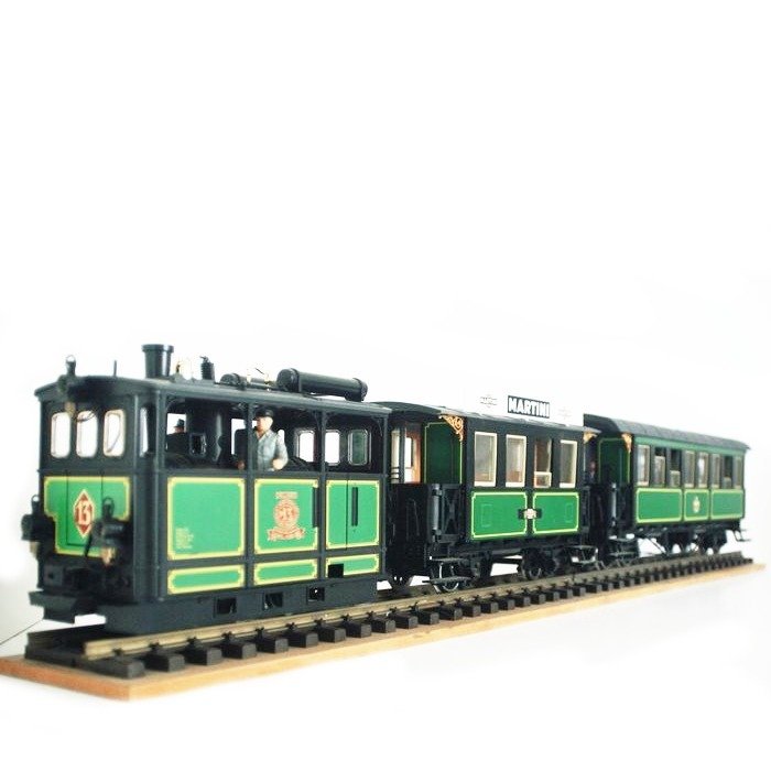 LGB G - 2150 - 蒸汽电车 - 埃里亚斯蒸汽电车和2辆客车