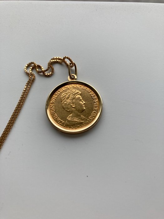 Paesi Bassi. Guglielmina. 10 Gulden 1917 in hanger aan ketting