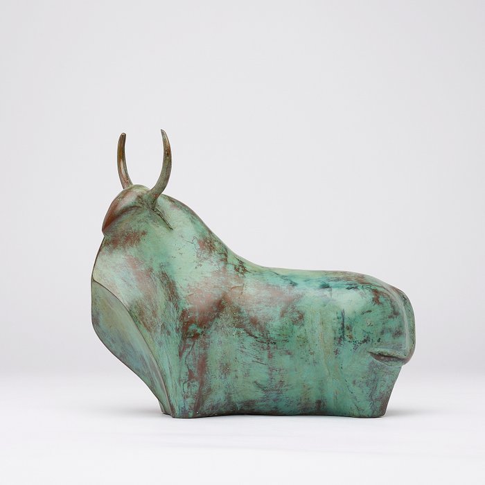 Sculptură, Stunning Abstract Buffalo sculpture - 20.5 cm - Bronz