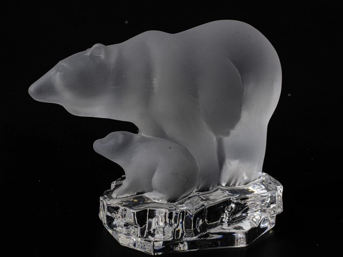 Nachtmann - Urs polar cu pui - Lungime 10 cm - Sticlă