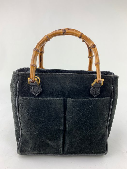 Gucci - Bamboo Handle-Black Suede - Handbag - Catawiki