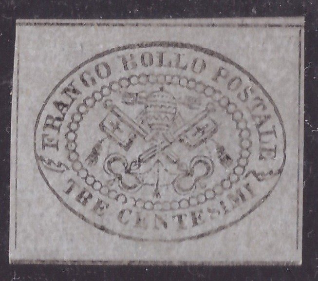 Italienische antike Staaten - Kirchenstaat 1857 - 3 cents grey - Sassone N. 15