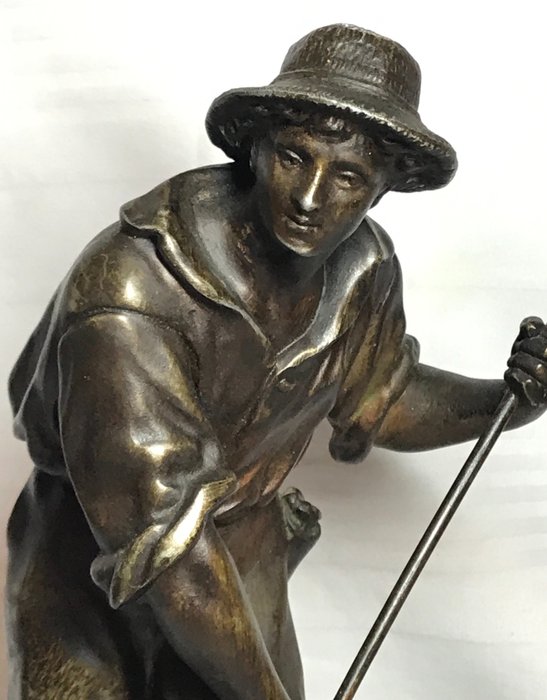 Ernest Rancoulet (1870-1915) - Französische Erntestatue mit dem Titel "Moisson" - bronzefarben patinierter Spelter - Ca. 1900
