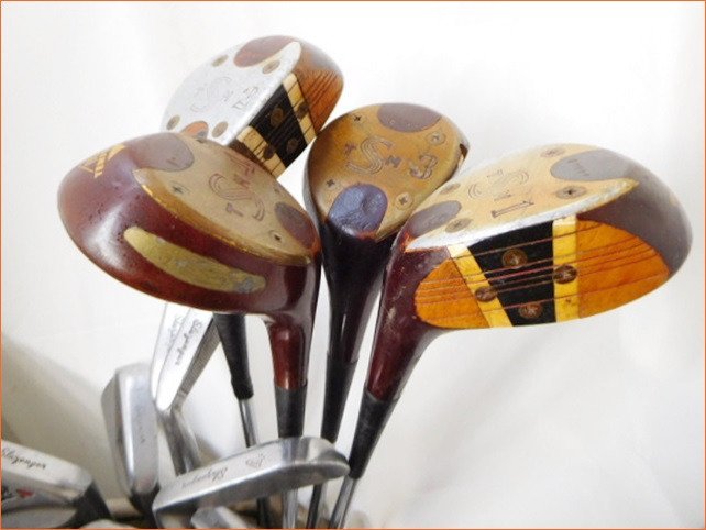 Slazenger Inghilterra - 12 cluburi de golf Slazenger - Vintage (12) - Piele Naylon din aliaj de lemn