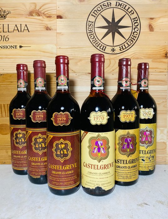 1970 1973, 1974, 1979 x3 Castelgreve - Chianti Classico Riserva - 6 Bottiglie (0,75 L)