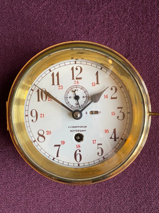 Observateur de l'horloge du navire Rotterdam - Laiton, Verre - Milieu du XXe siècle