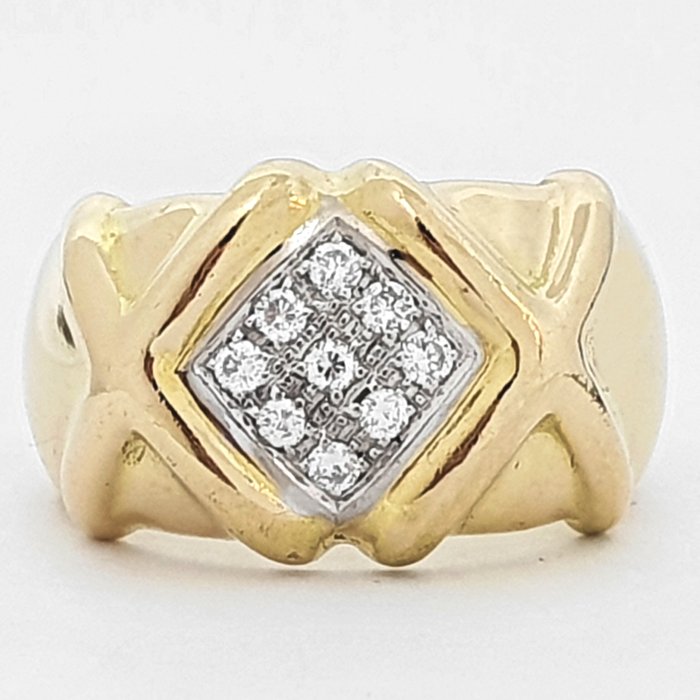 Preview of the first image of 18 kt. White gold, Yellow gold - Ring - 0.13 ct Diamond.