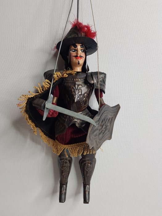 Marioneta del Teatro Siciliano, Orlando - Madera, Textiles, Metal