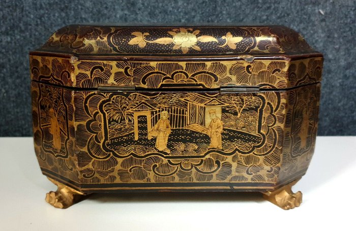 茶盒 - 拿破崙三世 - 木, 中國漆 - 19世紀下半葉
