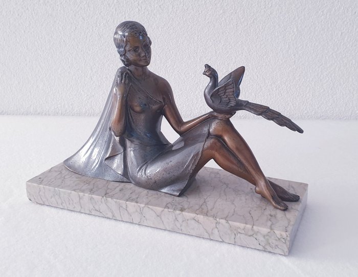 H. Bal - Sculpture (1) - Art déco - Bronze, Marbre