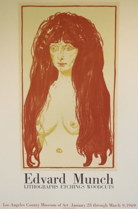 Edvard Munch - Affiche originale d'exposition - Los Angeles - 1969 - Imp. Mourlot