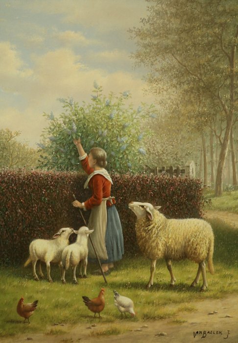 Jan van Baelen (1948) – Herderin met schapen