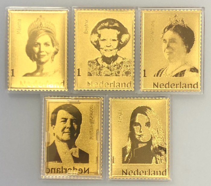 Pays-Bas 2020 - "Orange in Gold" five 24 carat gold stamps